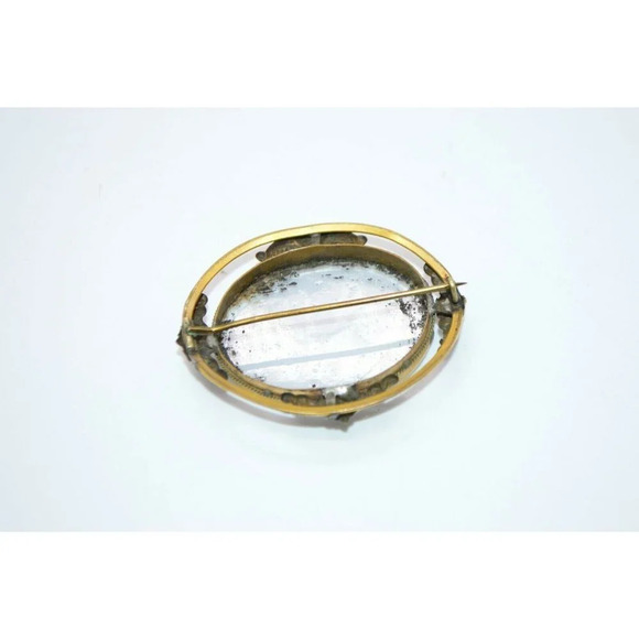 Victorian Gold Filled Blue White Glass Hand Painte - Picture 5 of 5